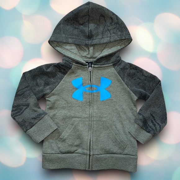 Under Armour Baby Boy’s Gray Blue Athletic Sweatshirt Hoodie Size 9-12 Months - Picture 1 of 3